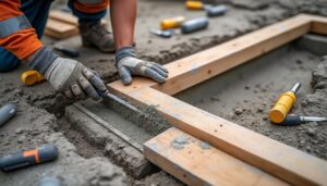 Procédure de coffrage des fondations en béton sur un chantier BTP